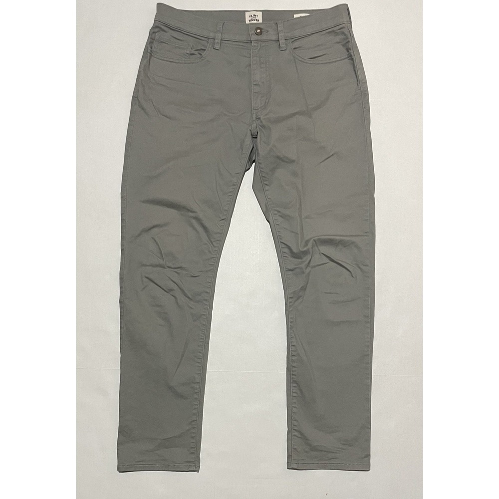 Flint And Tinder Men's Chino Pants Size 32 X 29.5 Slim Fit Gray Flat Front